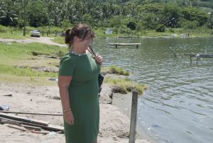 Ms. Jenny Hyde admires lake bosomtwe